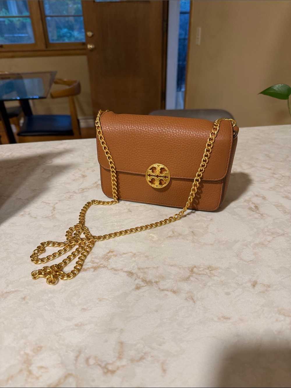 Tory Burch Small Crossbody Bag in Cognac with Gold Hardware